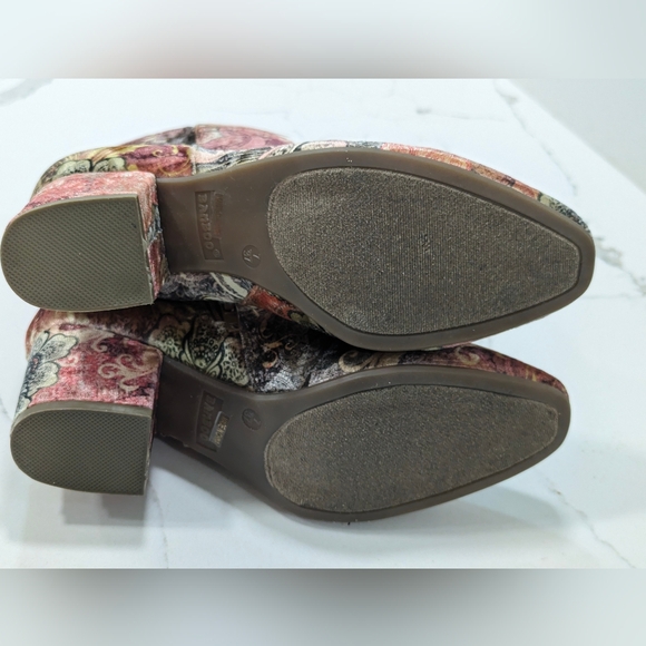 Bamboo velvet floral multi color ankle bootie boot size zip block heel size 7 - Picture 10 of 11